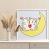 2 Влюбленные котики на луне Животные Коты Кошки Котята Любовь Для детей Детская Маленькая Легкая Раскраска картина по номерам на