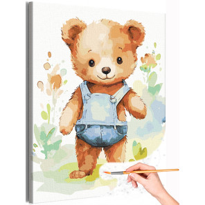 1 Медвежонок на природе Животные Медведь Лето Для детей Детская Раскраска картина по номерам на холсте