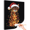 1 Бенгальская кошка с гирляндой Животные Коты Котята Новый год Рождество Зима Раскраска картина по номерам на холсте