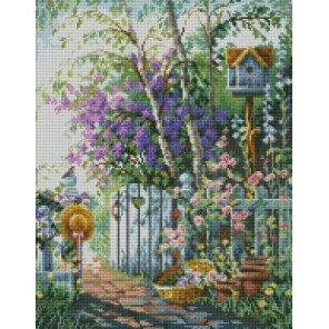 Садовая калитка Алмазная мозаика на подрамнике Цветной