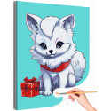 Песец с подарком Животные Мультики Детская Для детей Для мальчика Для девочек Зима Раскраска картина по номерам на холсте