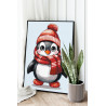 2 Пингвин в шапке и шарфе Животные Мультики Детская Для детей Для мальчика Для девочек Зима 75х100 Раскраска картина по номерам 