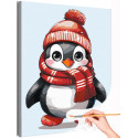 Пингвин в шапке и шарфе Животные Мультики Детская Для детей Для мальчика Для девочек Зима Раскраска картина по номерам на холсте