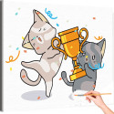 Котики и приз Животные Кошки Коты Котята Для Детей Детская Легкая Смешная Раскраска картина по номерам на холсте