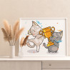 3 Котики и приз Животные Кошки Коты Котята Для Детей Детская Легкая Смешная Раскраска картина по номерам на холсте