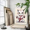 3 Белая кошка в кимоно Животные Котята Коты Каратэ Для детей Детская Для мальчика Для девочки 75х100 Раскраска картина по номера