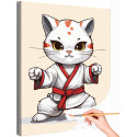 Белая кошка в кимоно Животные Котята Коты Каратэ Для детей Детская Для мальчика Для девочки Раскраска картина по номерам на холсте