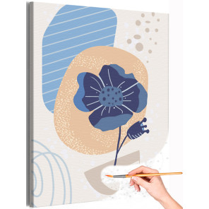 1 Натюрморт с синими листьями и цветами 3 Для триптиха Минимализм Абстракция Легкая Интерьерная Стильная Раскраска картина по но