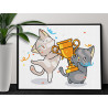 2 Котики и приз Животные Кошки Коты Котята Для Детей Детская Легкая Смешная 75х100 Раскраска картина по номерам на холсте