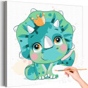 Милый динозавр с короной Коллекция Сute dinosaurs Животные Ребенок Для детей Детские Для девочек Для мальчиков Раскраска картина по номерам на холсте