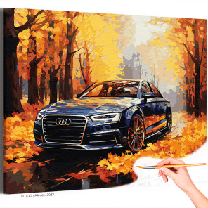  Стильная ауди Машина Audi Autumn Автомобиль Осень Для мужчин Интерьерная 100х125 Раскраска картина по номерам на холсте AAAA-NK