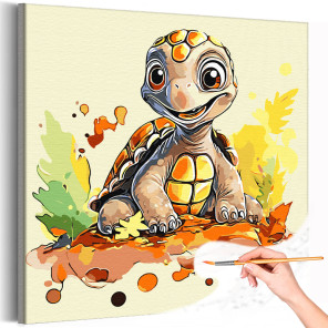 1 Маленькая черепаха Животные Осень Для детей Детская Для девочки Для мальчика Раскраска картина по номерам на холсте
