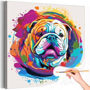 1 Красочный английский бульдог Животные Собаки Яркая Радужная Раскраска картина по номерам на холсте