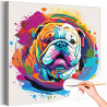 1 Красочный английский бульдог Животные Собаки Яркая Радужная Раскраска картина по номерам на холсте