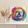 3 Красочный английский бульдог Животные Собаки Яркая Радужная Раскраска картина по номерам на холсте