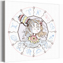 Девочка водолей в зодиакальном круге Знак Зодиак Созвездие Для детей Детские Для девочек 80х80 Раскраска картина по номерам на холсте