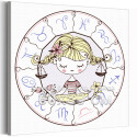 Девочка весы в зодиакальном круге Знак Зодиак Созвездие Для детей Детские Для девочек 80х80 Раскраска картина по номерам на холсте
