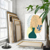 3 Натюрморт с синими листьями и вазами 8 Для триптиха Минимализм Абстракция Легкая Интерьерная Стильная 60х80 Раскраска картина 