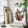 3 Цветы шиповника и бабочка Природа Букет Лето Яркая Интерьерная Раскраска картина по номерам на холсте