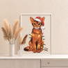 4 Абиссинская кошка с гирляндой Животные Коты Котята Новый год Рождество Зима Раскраска картина по номерам на холсте