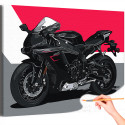 Стильный мотоцикл на красном фоне Байк Спорт Для мужчин Раскраска картина по номерам на холсте