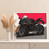 6 Стильный мотоцикл на красном фоне Байк Спорт Для мужчин Раскраска картина по номерам на холсте