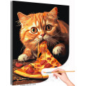 Кот и пицца Животные Кошки Котики Мем Рыжий Толстый Еда Для кухни Смешная Раскраска картина по номерам на холсте