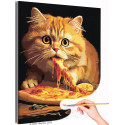 Кот и вкусная пицца Животные Кошки Котики Мем Рыжий Еда Для кухни Раскраска картина по номерам на холсте
