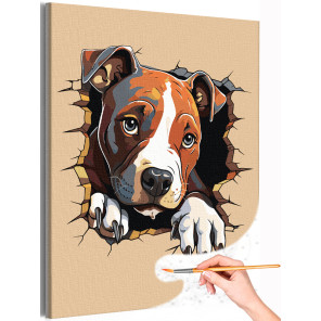 1 Щенок стаффордширский терьер Животные Собака Детская Легкая Раскраска картина по номерам на холсте
