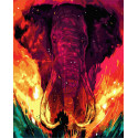 Огненный слон Раскраска картина по номерам на холсте