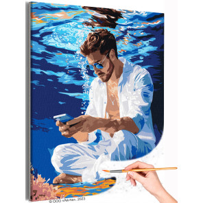  Мужчина под водой Медитация Люди Море Романтика Мем Раскраска картина по номерам на холсте AAAA-NK672