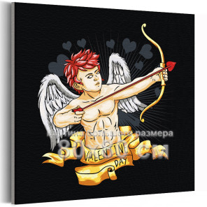 Амур со стрелой Любовь День влюбленных Ангел 80х80 Раскраска картина по номерам на холсте