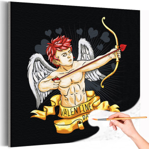 1 Амур со стрелой Любовь День влюбленных Ангел Раскраска картина по номерам на холсте