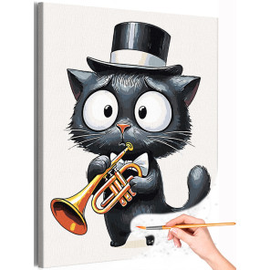 1 Грустный котенок музыкант Животные Коты Кошки Музыка Мем Для детей Детская Для мальчика Для девочки Смешная Раскраска картина 