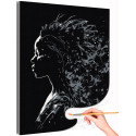 Портрет девушки на ветру Люди Женщина Африканка Стильная Черно белая Интерьерная Раскраска картина по номерам на холсте