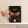 4 Мотылек с цветами Звездная ночь Бабочка Для триптиха Луна Ботаника Интерьерная Раскраска картина по номерам на холсте