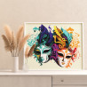 6 Яркие венецианские маски с перьями Карнавал Италия Для девушек Интерьерная Раскраска картина по номерам на холсте