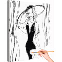 Девушка в вечернем платье Женщина Портрет Люди Черно-белая Раскраска картина по номерам на холсте