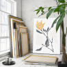 3 Ветвь с листьями и цветами Минимализм Интерьерная Легкая Япония Небольшая 75х100 Раскраска картина по номерам на холсте