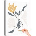 Ветвь с листьями и цветами Минимализм Интерьерная Легкая Япония Небольшая Раскраска картина по номерам на холсте