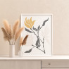 3 Ветвь с листьями и цветами Минимализм Интерьерная Легкая Япония Небольшая Раскраска картина по номерам на холсте