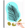 1 Пальмовый лист на зеленом Коллекция Line Абстракция Минимализм Растения Цветы Для триптиха Стильная Раскраска картина по номер