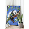 Панда на цветущей ветке Животные Медведь Малыш Весна Цветы Дерево Ветви 100х125 Раскраска картина по номерам на холсте