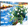 Подснежники на берегу реки Природа Пейзаж Весна Цветы Лес Интерьерная 100х125 Раскраска картина по номерам на холсте