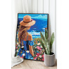  Девушка в цветах на берегу моря Люди Женщина Маки Морской пейзаж Лето Океан Романтика 80х100 Раскраска картина по номерам на хо