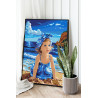  Девочка с голубыми глазами у моря Дети Ребенок Малыш Океан Морской пейзаж Пляж Лето 100х125 Раскраска картина по номерам на хол