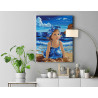  Девочка с голубыми глазами у моря Дети Ребенок Малыш Океан Морской пейзаж Пляж Лето 100х125 Раскраска картина по номерам на хол