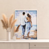  Влюбленная пара на пляже Люди Любовь Романтика Мужчина и женщина Девушка Семья Море Раскраска картина по номерам на холсте AAAA