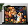  Маленький львенок и лев в цветах Животные Хищники Король Малыш Ребенок Дети Яркая Раскраска картина по номерам на холсте AAAA-N