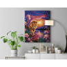  Лев и ирисы на закате Животные Хищники Король Природа Пейзаж Цветы Яркая 100х125 Раскраска картина по номерам на холсте AAAA-NK